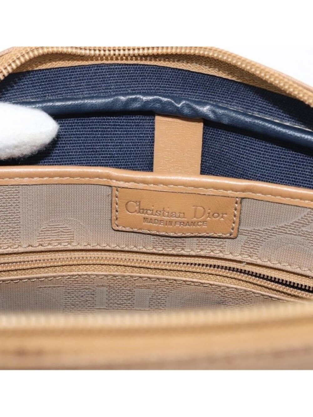 Authentic Christian Dior Trotter Canvas Shoulder Bag Beige Gold - Picture 4 of 16